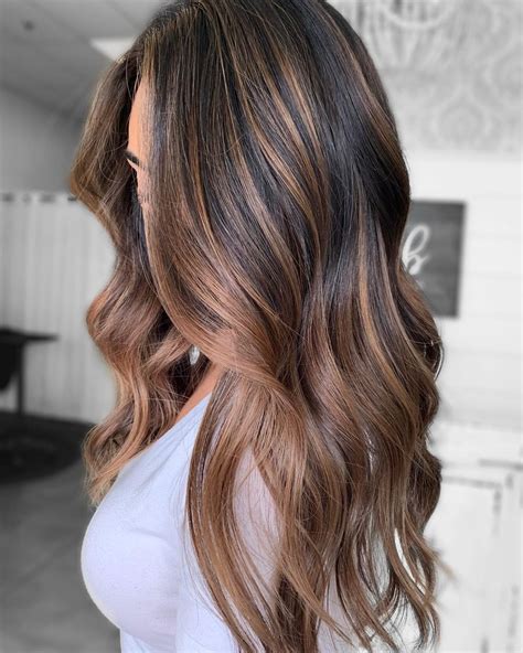 long dark hair with highlights